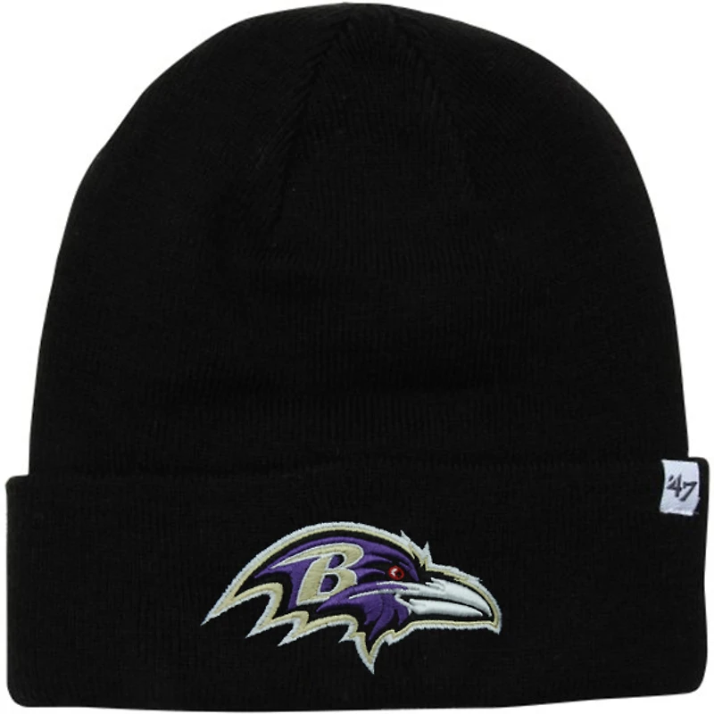 Bonnet en tricot à revers surélevé noir de marque Baltimore Ravens '47 pour hommes