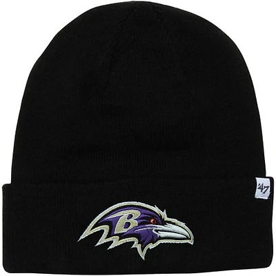 Bonnet en tricot à revers surélevé noir de marque Baltimore Ravens '47 pour hommes
