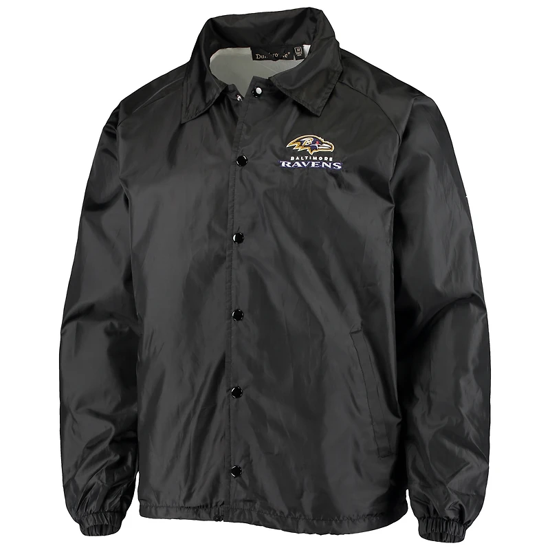 Men's Black Baltimore Ravens Coaches Classic Raglan Full-Snap Windbreaker Jacket