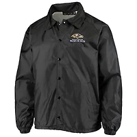 Men's Black Baltimore Ravens Coaches Classic Raglan Full-Snap Windbreaker Jacket