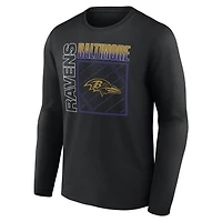 T-shirt à manches longues noir pour homme Baltimore Ravens, domicile, personnalisé avec nom et numéro