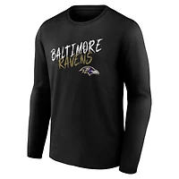 T-shirt à manches longues noir Baltimore Ravens Hustle pour homme