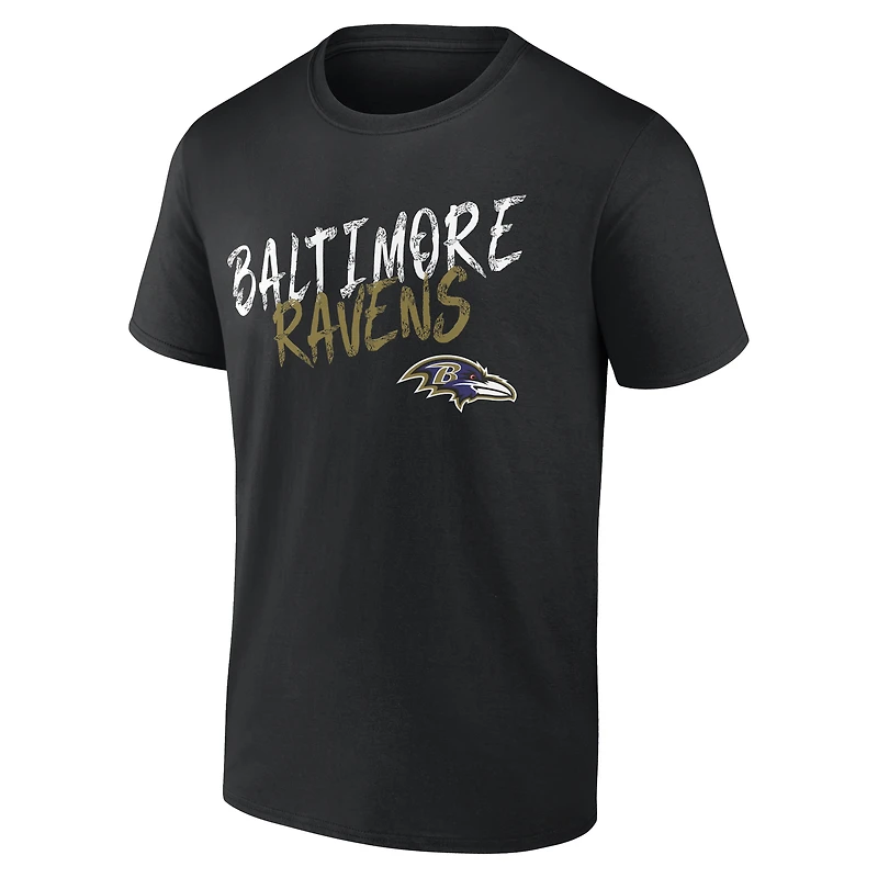 T-shirt noir pour homme Baltimore Ravens Hustle personnalisé avec nom et numéro