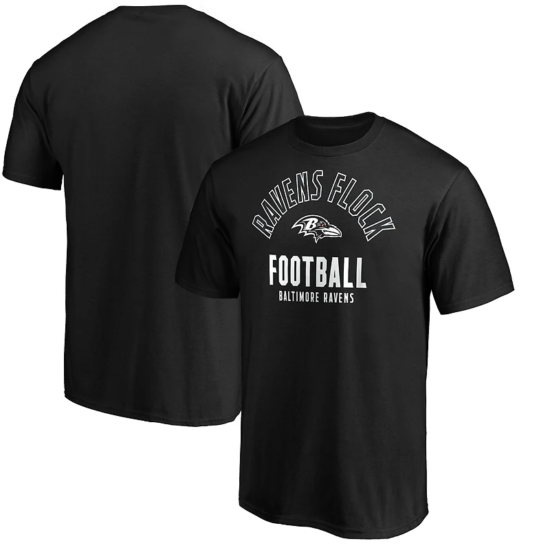 Men's  Black Baltimore Ravens Nickname Arc T-Shirt