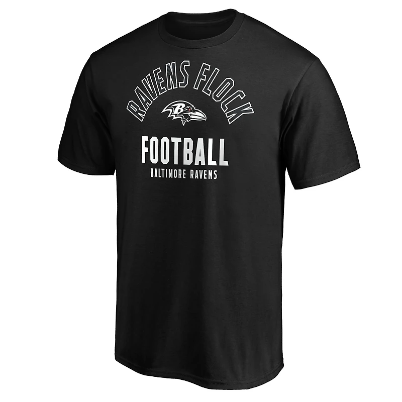 Men's  Black Baltimore Ravens Nickname Arc T-Shirt