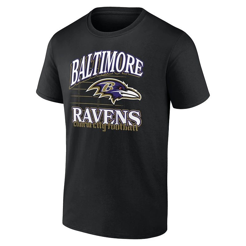 Men's  Black Baltimore Ravens Retro Gridiron T-Shirt