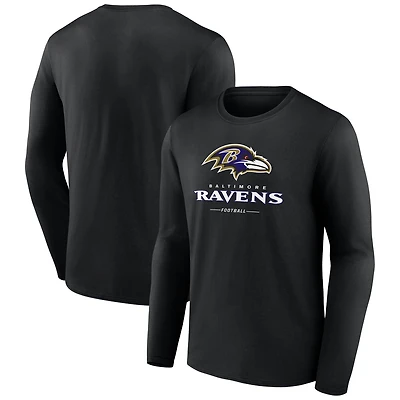 Men's  Black Baltimore Ravens Team Lockup Long Sleeve T-Shirt
