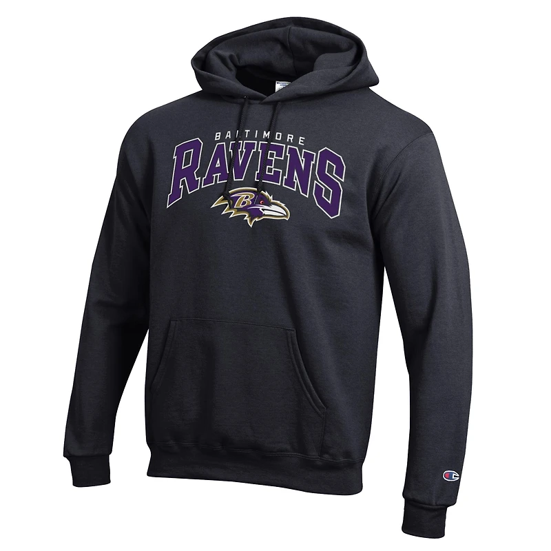 Men's Champion Baltimore Ravens Powerblend Arch over Logo Hoodie