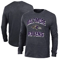 T-shirt à manches longues Champion noir Baltimore Ravens Ultimate Tri-Blend pour homme
