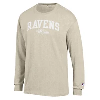 Men's Champion  Heather Oatmeal Baltimore Ravens White Ink Jersey Long Sleeve T-Shirt