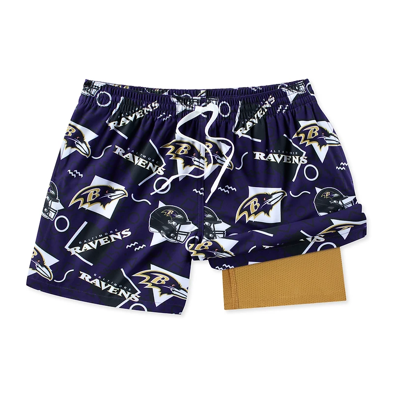 Short de bain doublé classique pour homme Chubbies violet Baltimore Ravens Game Day Fit