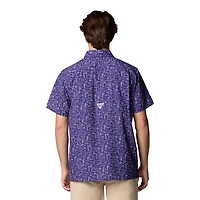 Chemise boutonnée Columbia PFG pour homme Baltimore Ravens Super Slack Tide Omni-Wick Purple