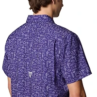 Chemise boutonnée Columbia PFG pour homme Baltimore Ravens Super Slack Tide Omni-Wick Purple