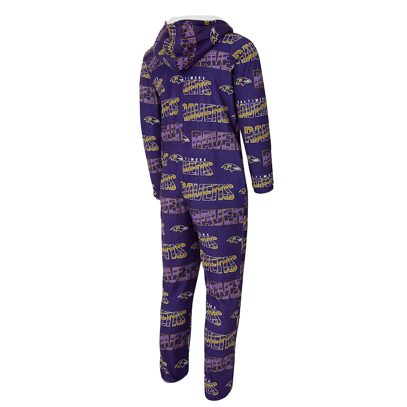 Combinaison pour homme Concepts Sport Purple Baltimore Ravens Shuffle en micropolaire à imprimé intégral et fermeture éclair intégrale