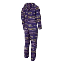 Combinaison pour homme Concepts Sport Purple Baltimore Ravens Shuffle en micropolaire à imprimé intégral et fermeture éclair intégrale
