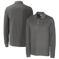 Polo piqué tri-blend gris à manches longues pour homme, Cutter & Buck, Baltimore Ravens