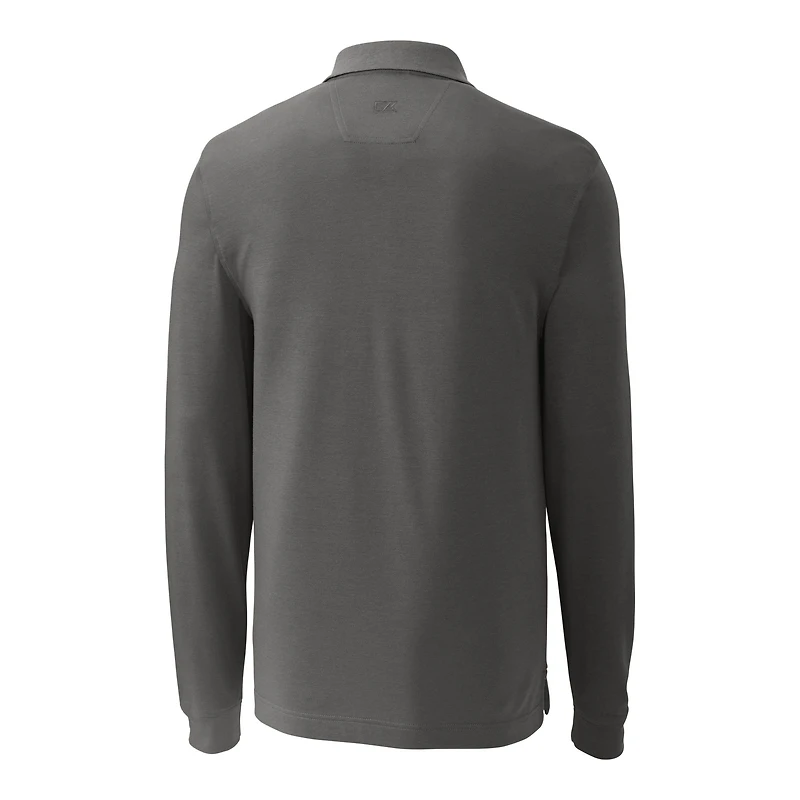 Polo piqué tri-blend gris à manches longues pour homme, Cutter & Buck, Baltimore Ravens