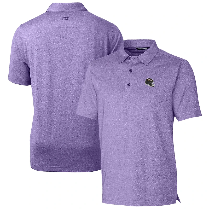 Men's Cutter & Buck Heather Purple Baltimore Ravens Helmet Forge Stretch Polo