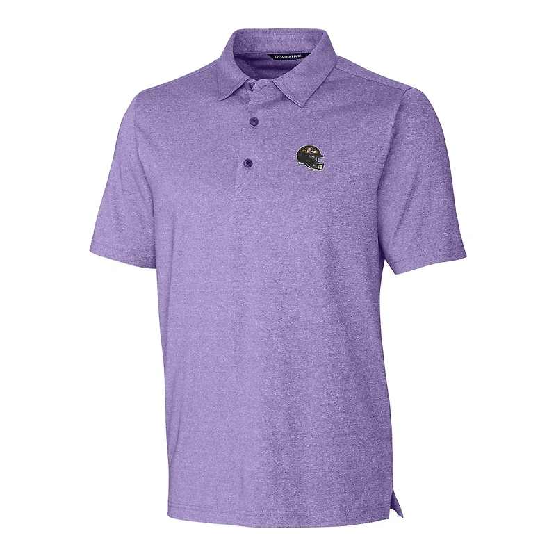 Men's Cutter & Buck  Heather Purple Baltimore Ravens Helmet Forge Stretch Polo