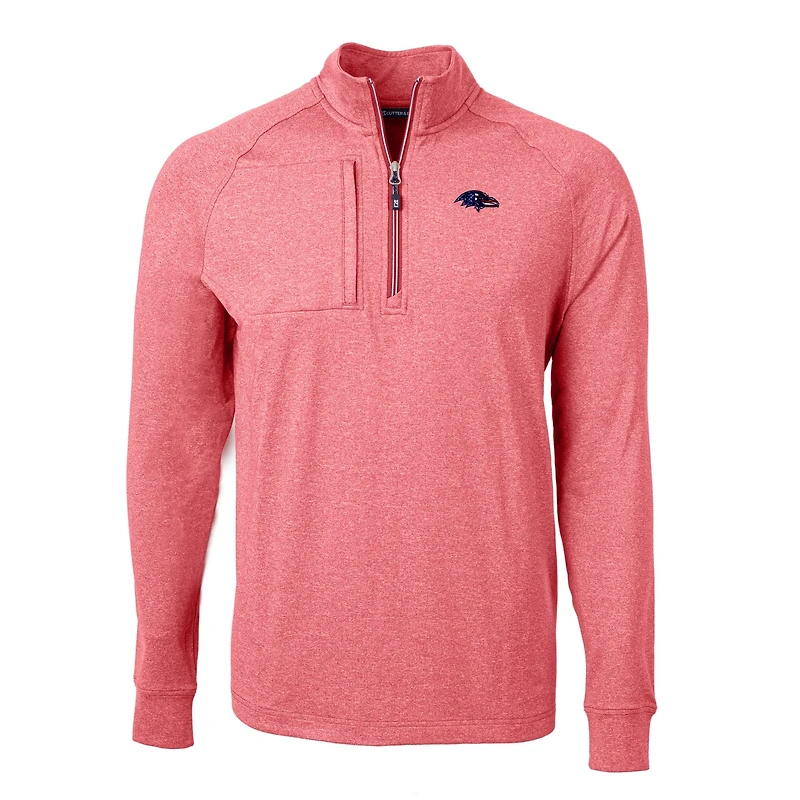 Men's Cutter & Buck  Heather Red Baltimore Ravens Big Tall Adapt Eco Knit Quarter-Zip Pullover Top