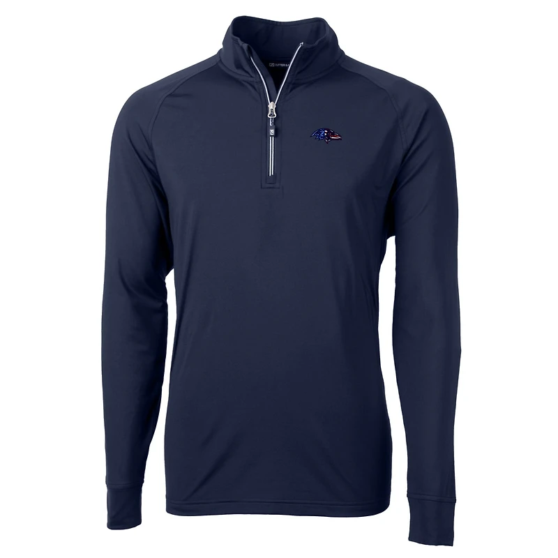 Pull-over zippé quart de tour en tricot extensible recyclé Adapt Eco Knit pour homme, bleu marine, des Baltimore Ravens, taille grande et