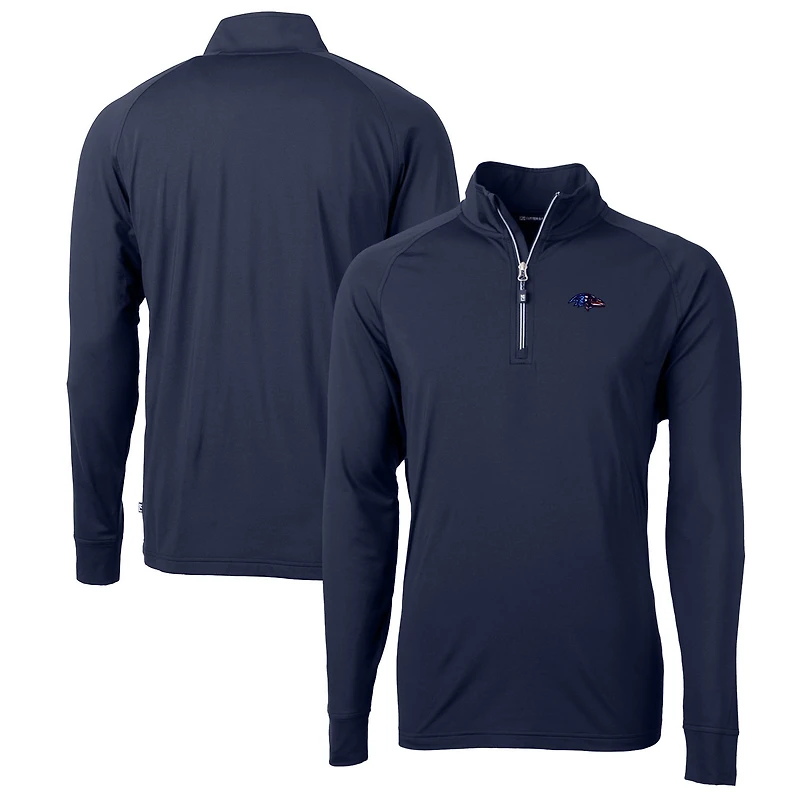 Pull-over zippé quart de tour en tricot extensible recyclé Adapt Eco Knit pour homme, bleu marine, des Baltimore Ravens, taille grande et