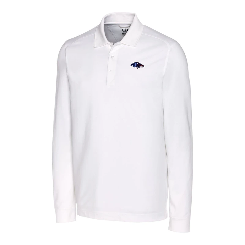 Men's Cutter & Buck White Baltimore Ravens Team Advantage Pique Long Sleeve Polo