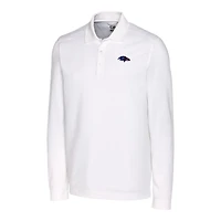 Men's Cutter & Buck White Baltimore Ravens Team Advantage Pique Long Sleeve Polo
