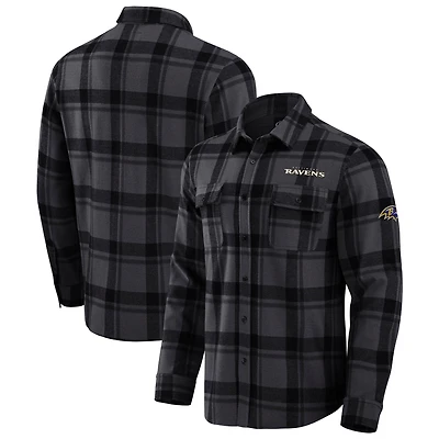 Chemise boutonnée noire à carreaux tri-blend des Baltimore Ravens pour homme, collection Darius Rucker par Fanatics