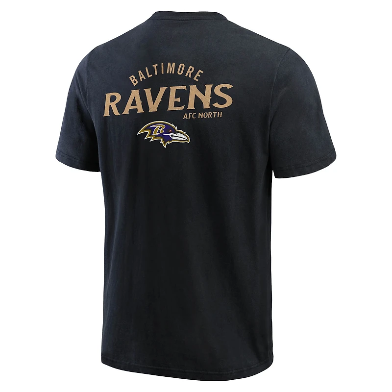 Men's Darius Rucker Collection by Fanatics Black Baltimore Ravens Washed Henley T-Shirt