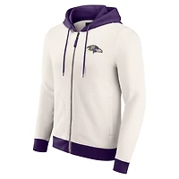 Men's Darius Rucker Collection by Fanatics Cream Baltimore Ravens Distressed Graphics Full-Zip Hoodie