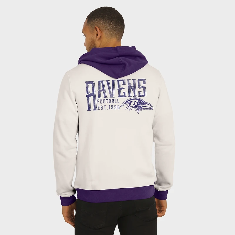 Men's Darius Rucker Collection by Fanatics Cream Baltimore Ravens Distressed Graphics Full-Zip Hoodie