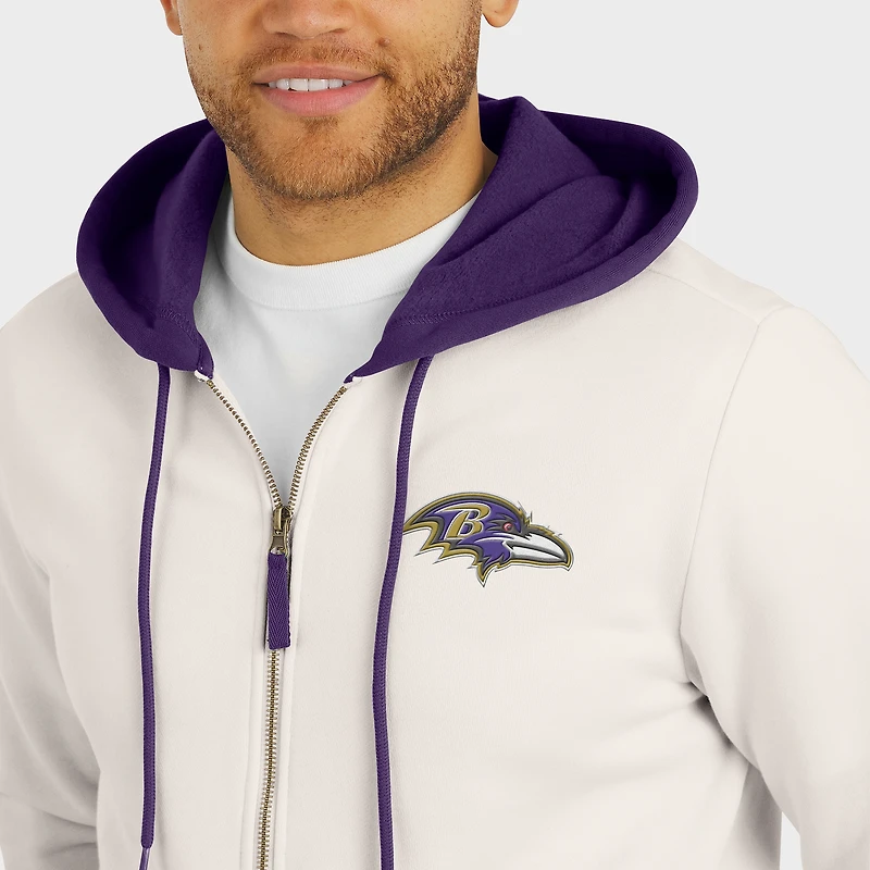 Men's Darius Rucker Collection by Fanatics Cream Baltimore Ravens Distressed Graphics Full-Zip Hoodie
