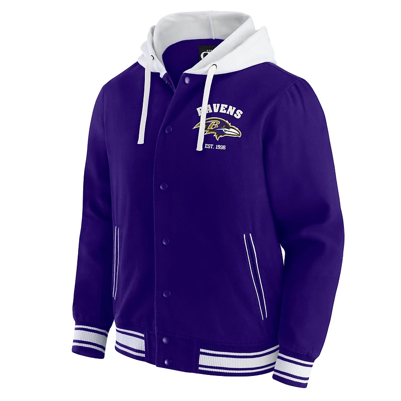 Veste à capuche boutons-pression complète pour homme Darius Rucker Collection by Fanatics Purple Baltimore Ravens
