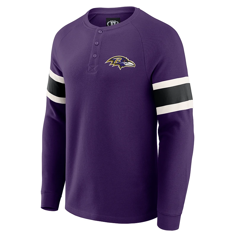 T-shirt Henley violet à manches longues et col raglan gaufré pour homme de la collection Darius Rucker par Fanatics des Baltimore Ravens