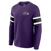 T-shirt Henley violet à manches longues et col raglan gaufré pour homme de la collection Darius Rucker par Fanatics des Baltimore Ravens