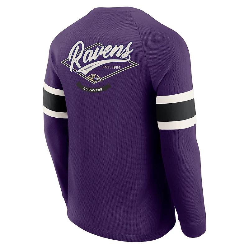 T-shirt Henley violet à manches longues et col raglan gaufré pour homme de la collection Darius Rucker par Fanatics des Baltimore Ravens