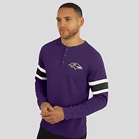 T-shirt Henley violet à manches longues et col raglan gaufré pour homme de la collection Darius Rucker par Fanatics des Baltimore Ravens
