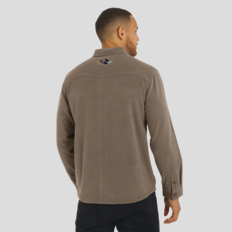 Men's Darius Rucker Collection by Fanatics Tan Baltimore Ravens Polar Fleece Cozy Button-Up Shirt