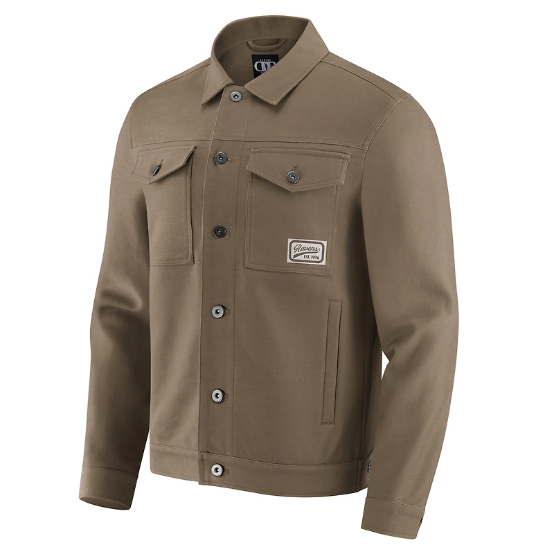 Men's Darius Rucker Collection by Fanatics Tan Baltimore Ravens Trucker Full-Button Jacket