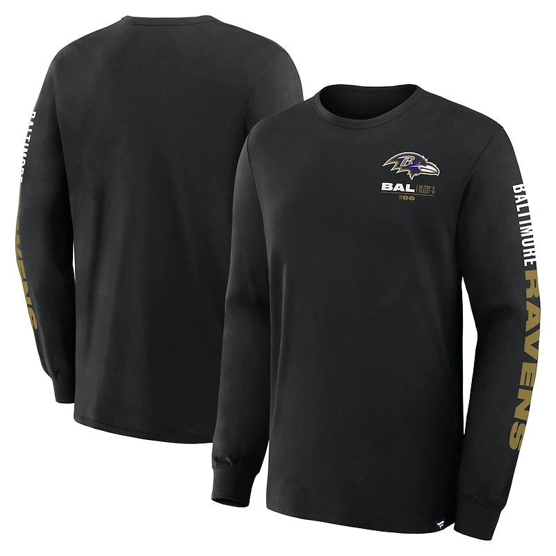 Men's Fanatics Black Baltimore Ravens Big & Tall Clock Management Legacy Long Sleeve T-Shirt