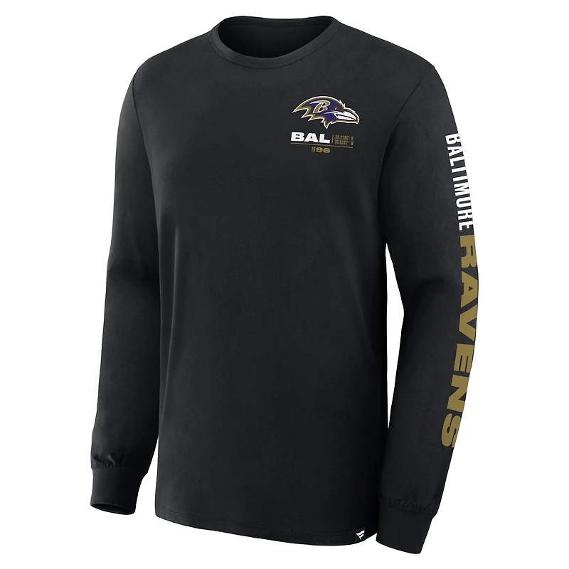 Men's Fanatics Black Baltimore Ravens Big & Tall Clock Management Legacy Long Sleeve T-Shirt