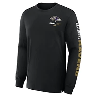 Men's Fanatics Black Baltimore Ravens Big & Tall Clock Management Legacy Long Sleeve T-Shirt