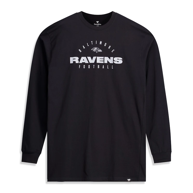 Men's Fanatics Black Baltimore Ravens Big & Tall Coverage Scheme Long Sleeve T-Shirt