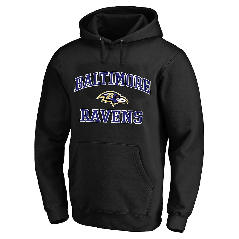 Sweat à capuche Fanatics noir pour homme, Baltimore Ravens, grandes tailles, Heart & Soul