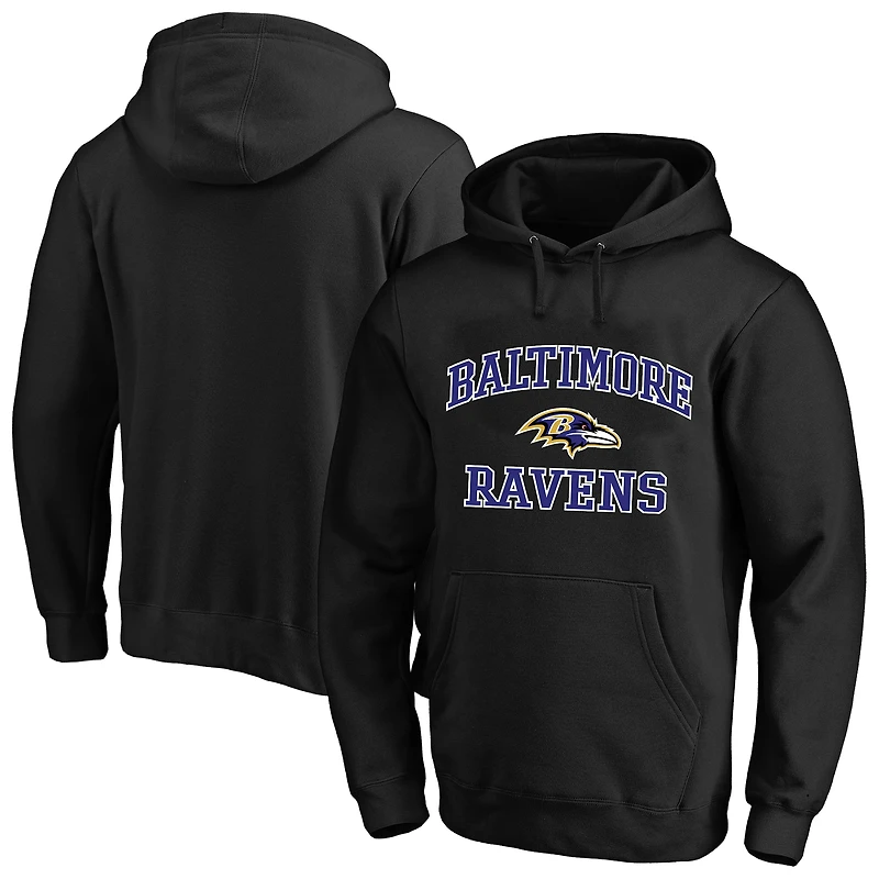 Sweat à capuche Fanatics noir pour homme, Baltimore Ravens, grandes tailles, Heart & Soul