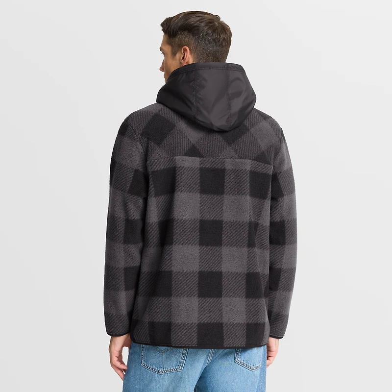 Men's Fanatics Black Baltimore Ravens Elements Plaid Polar Fleece Quarter-Zip Hoodie