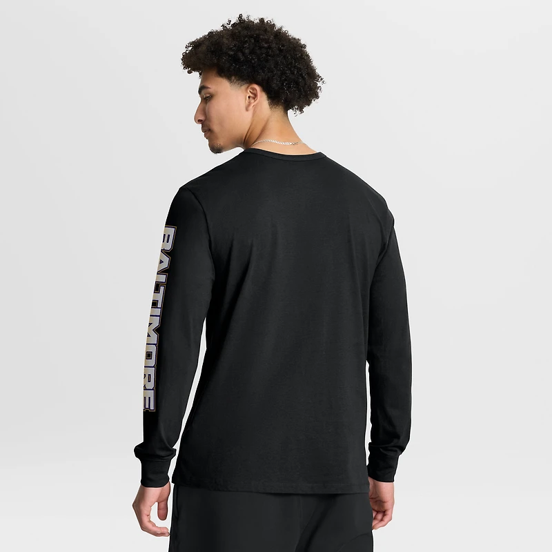 T-shirt à manches longues Fanatics pour homme, noir, avec inscription « Hometown Sweep Legacy » des Baltimore Ravens