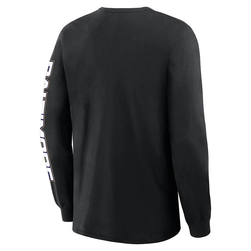 T-shirt à manches longues Fanatics pour homme, noir, avec inscription « Hometown Sweep Legacy » des Baltimore Ravens