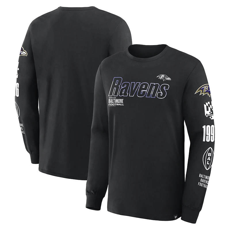 T-shirt à manches longues Fanatics noir Baltimore Ravens Legacy pour homme